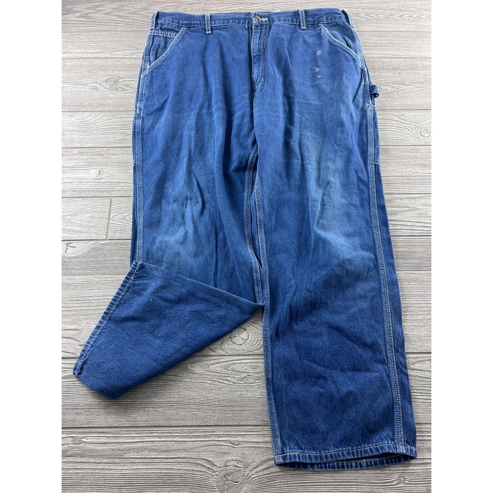 Carhartt Mens Carpenter Jeans 42x30 Blue Denim Work Pants Made in USA 1669